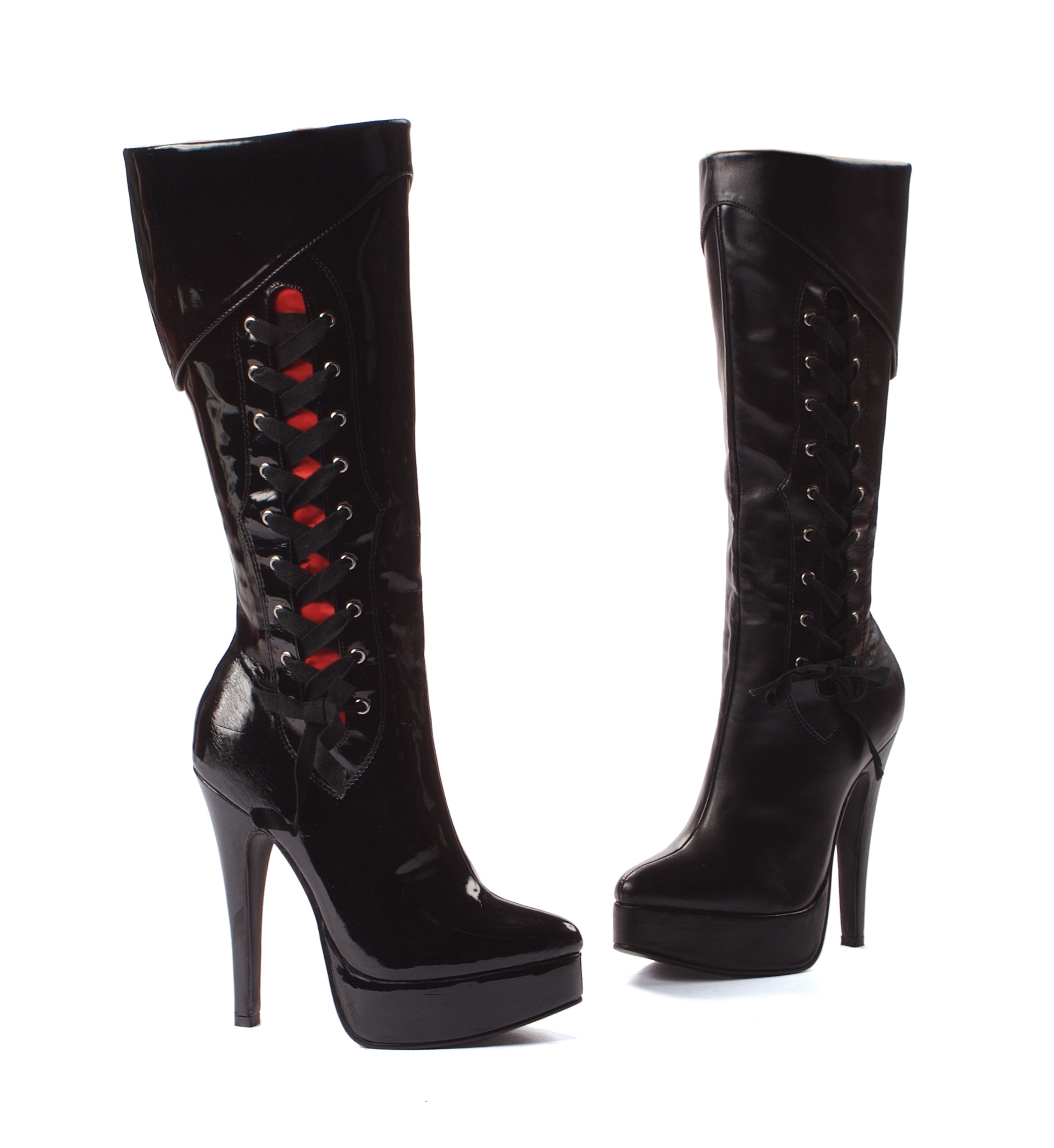 Scarlet - 5 Inch Cuffed Boots with Lace-Up Side
